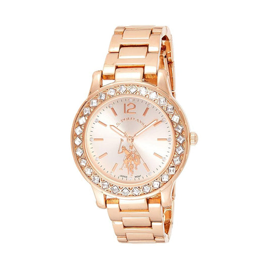 U.S. Polo Assn. Women's Quartz Watch, Analog Display and Gold Plated Strap