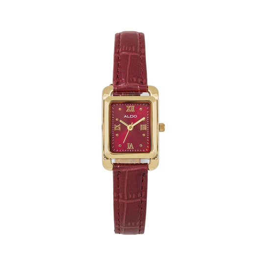 Aldo Accessories CARINDRA Leather Strap Analog Watch - Red