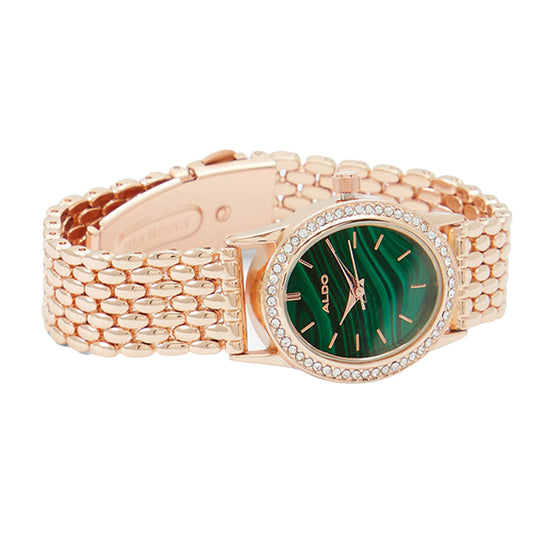 Aldo Accessories ADEBERIEL Green Dial Oval Analog Watch - Gold