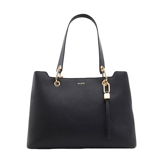 Aldo Coquette Textured Snap Button Closure Satchel Bag - Black