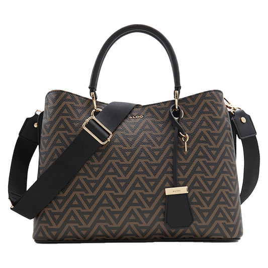 Aldo EILE Monogram Patterned Satchel Bag - Black/Brown