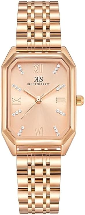 Kenneth Scott Women PE21 Movement Watch, Analog Display and Stainless Steel Strap - Rose Gold