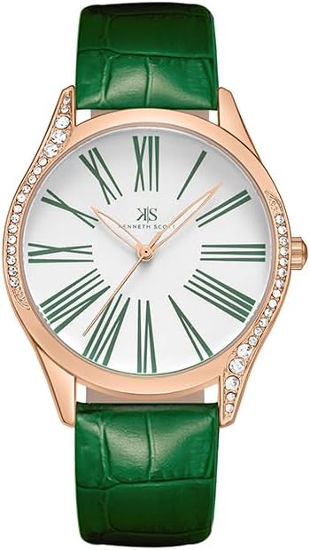 Kenneth Scott Women's PC21 Movement Watch, Analog Display and Polyurethane Strap - Green