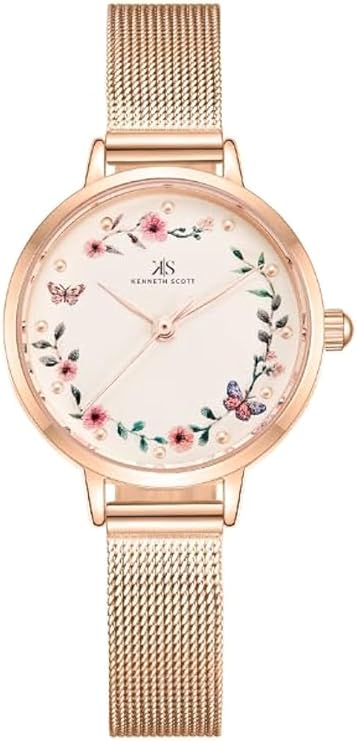 Kenneth Scott Women's PC21 Movement Watch, Analog Display and Stainless Steel Strap - Rose Gold