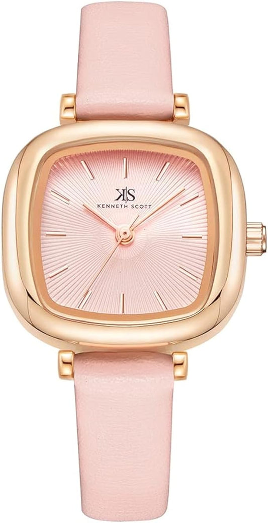 Kenneth Scott Women's Quartz Movement Watch, Analog Display and Polyurethane Strap - Pink