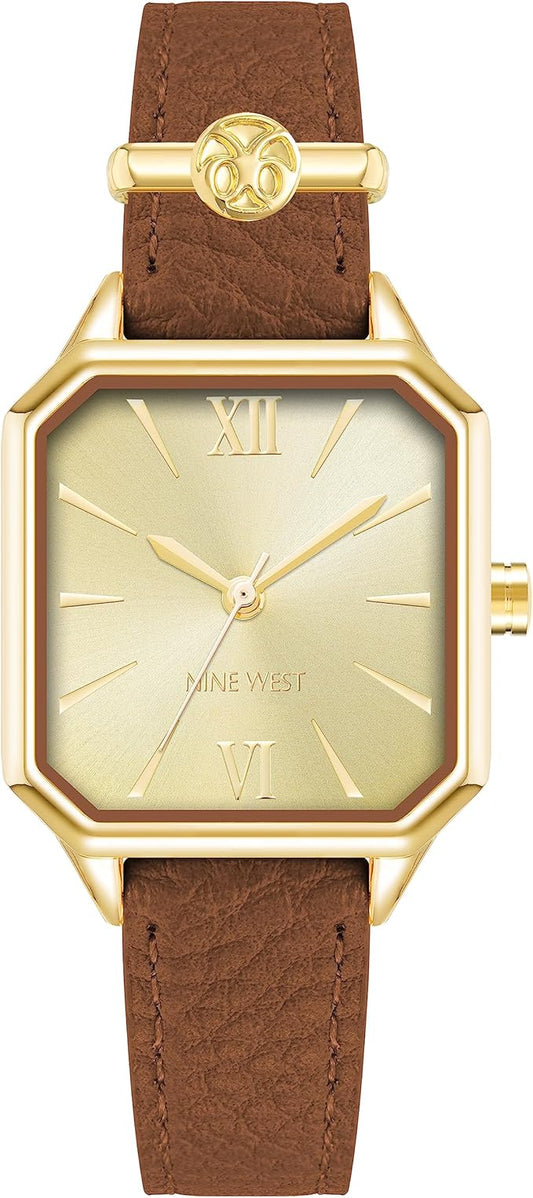 Nine West Women's Logo Charm Accented Strap Watch
