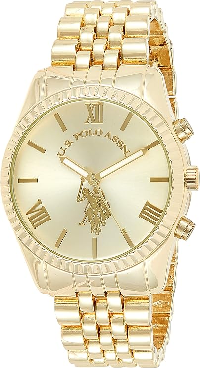 U.S. Polo Assn. Women's Quartz Watch, Analog Display and Gold Tone Strap